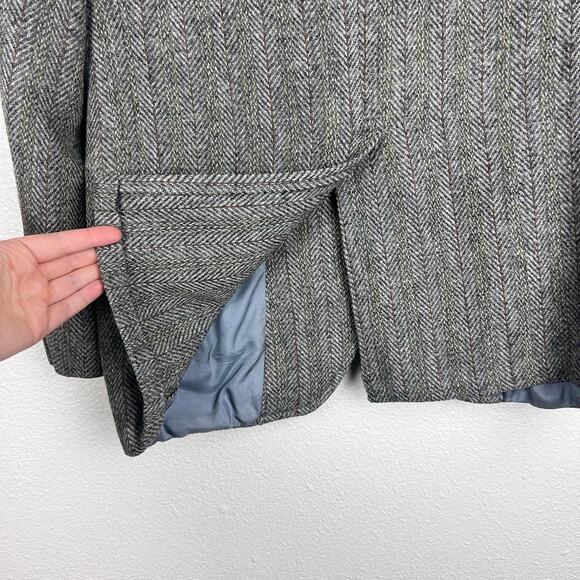 Harris Tweed Gray Herringbone Wool Blazer Sport Coat by Mawest Size Approx 40R - Picture 9 of 12